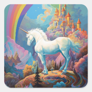 Unicorn Fantasy Art Square Sticker