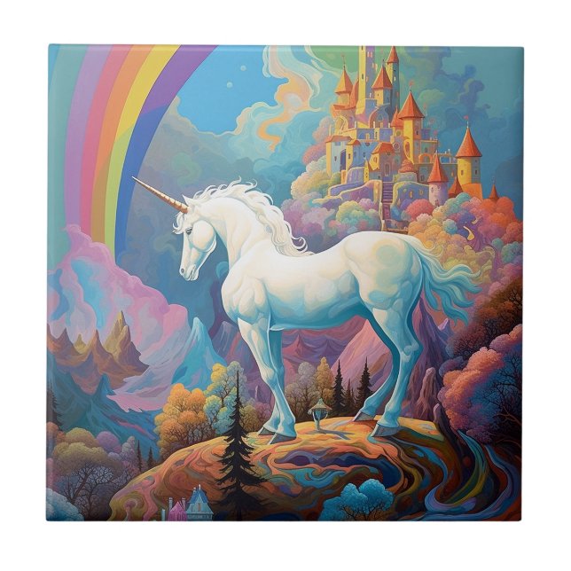 Unicorn Fantasy Art Tile (Front)