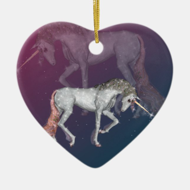 Unicorn Fantasy Ceramic Tree Decoration (Front)