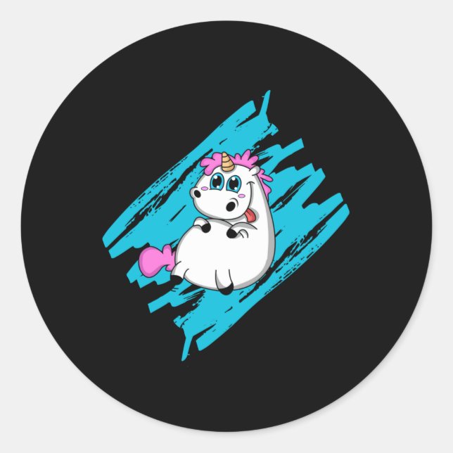 Unicorn Fantasy Cute Animals Funny Rainbow Gift Classic Round Sticker (Front)