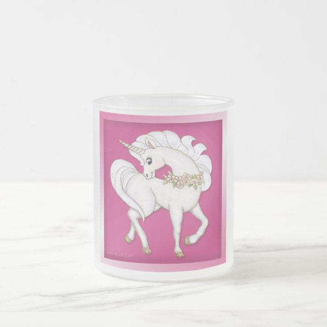 Unicorn Fantasy Frosted Glass Coffee Mug (Center)