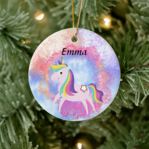 unicorn fantasy magical world ceramic tree decoration