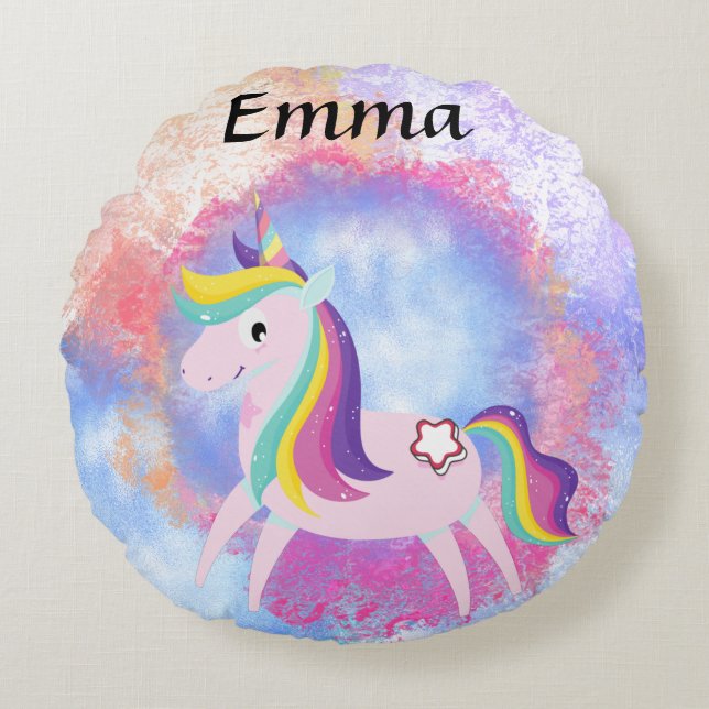 unicorn fantasy magical world round cushion (Front)