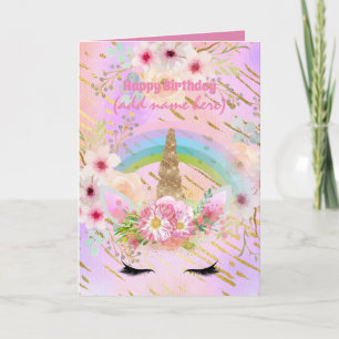 Unicorn Fantasy - Personalised Girls Birthday Card