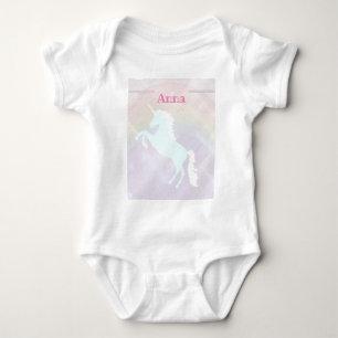 unicorn fantasy pink and purple baby bodysuit