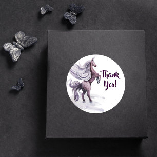 Unicorn Fantasy   Purple Magical Party Thank You Classic Round Sticker
