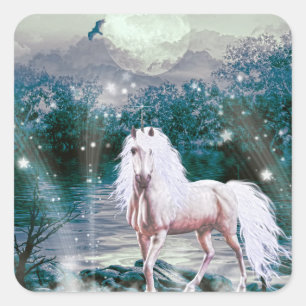 Unicorn Fantasy Square Sticker