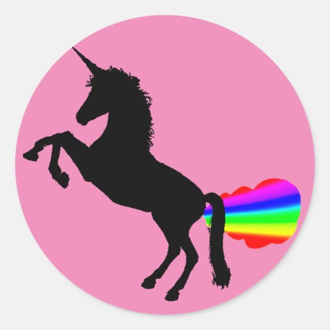 Unicorn farting rainbows sticker pink (Front)