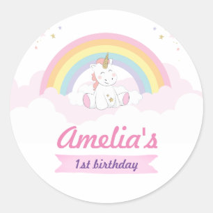Unicorn favors sticker, Unicorn party sticker