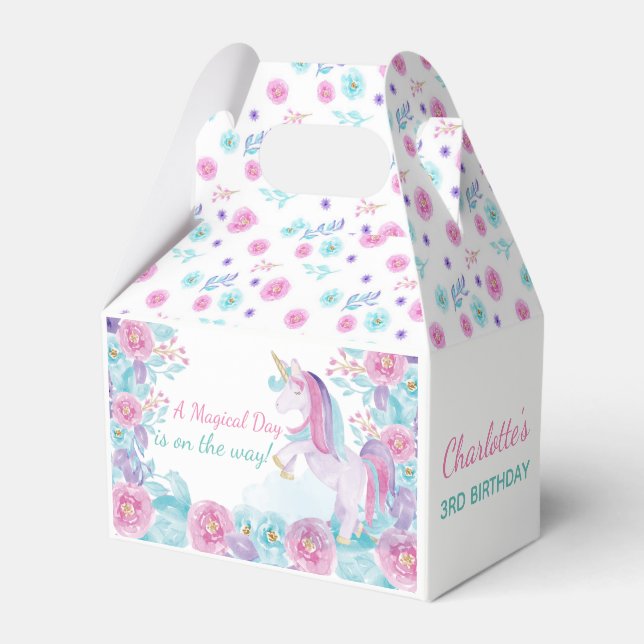 Unicorn favour box, Magical Birthday Party Box (Front Side)