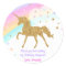 Unicorn Favour Sticker , Pink & Gold Sticker