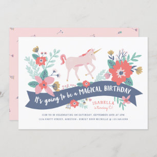 Unicorn Fields Birthday Party Invite