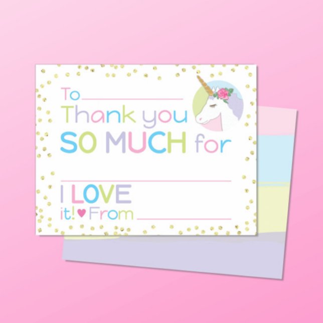 Unicorn Fill in the Blank Stationery Thank You  Card (Creator Uploaded)