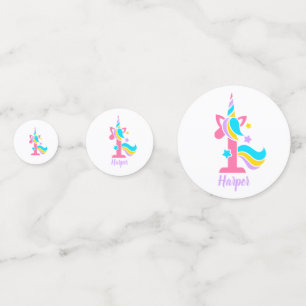 Unicorn First Birthday Pink and Purple Photo Confetti