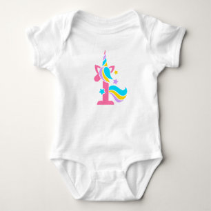 Unicorn First Birthday Pink and Purple Unicorn Baby Bodysuit