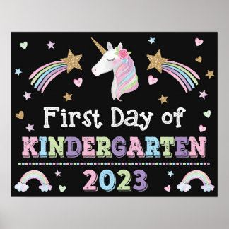Unicorn First Day of Kindergarten School Sign