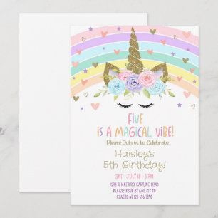 Unicorn FIVE is a magical Vibe birthday invite. Invitation