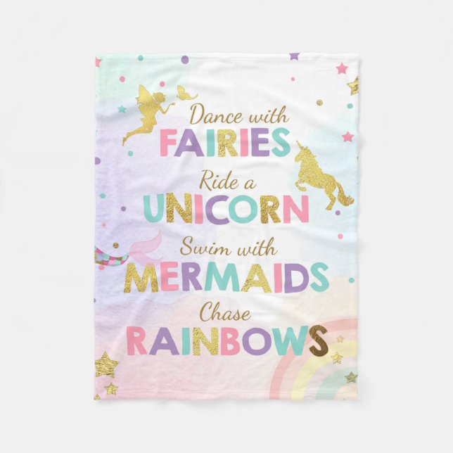 Unicorn Fleece Banket Mermaids Magical Girl Pink (Front)