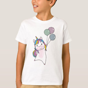 Unicorn Flies With Balloons Above Cute Unicorns T-Shirt