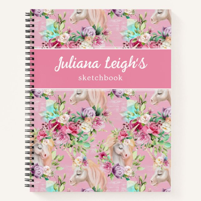 Unicorn Floral Dreams Notebook (Front)