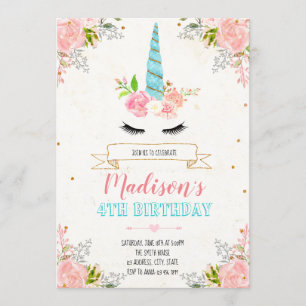 Unicorn floral invitation