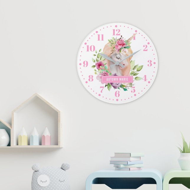 Unicorn Floral Kids Wall Clock (Creator Uploaded)