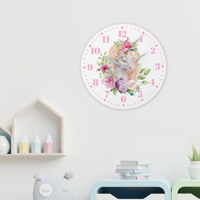 Unicorn Floral Kids Wall Clock (Creator Uploaded)