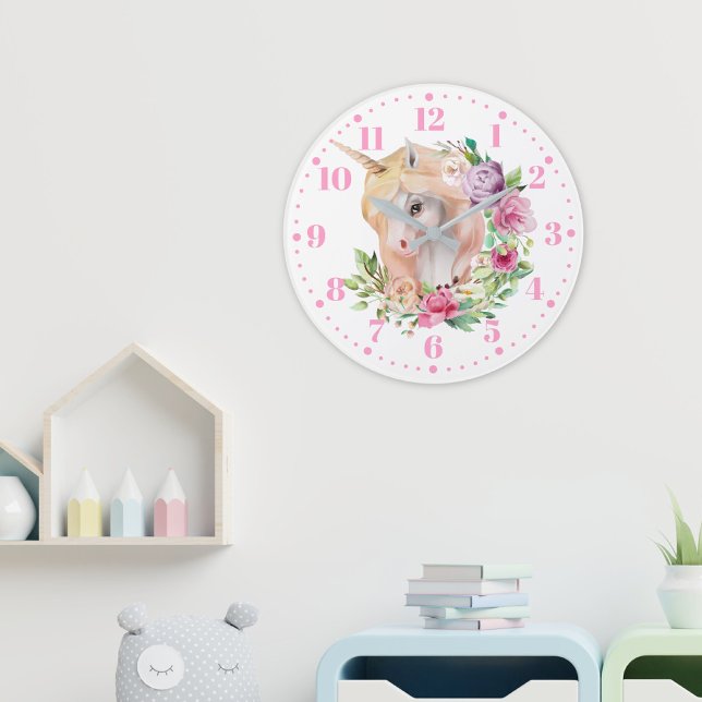 Unicorn Floral Kids Wall Clock (Creator Uploaded)