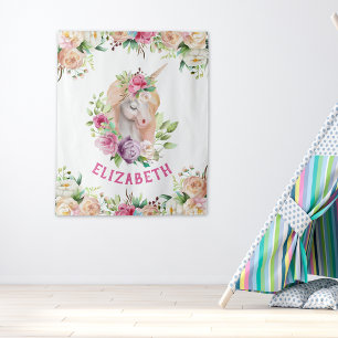 Unicorn Floral Tapestry