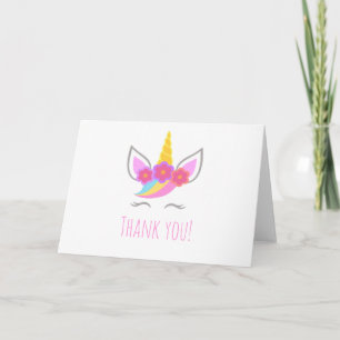 Unicorn Floral Thank You Card
