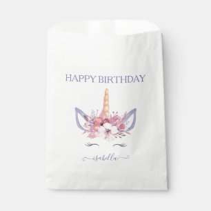 Unicorn floral watercolor birthday favour bags
