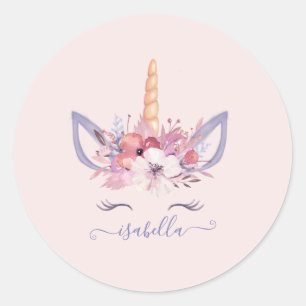 Unicorn floral watercolor birthday sticker