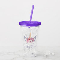 Unicorn floral watercolor pink girly modern cute