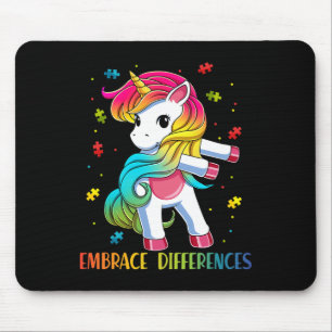 Unicorn Flossing Puzzle Piece Autism Awareness Gir Mouse Mat