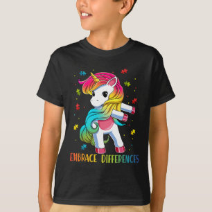Unicorn Flossing Puzzle Piece Autism Awareness Gir T-Shirt
