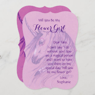 Unicorn Flower Girl Invitation Brown native horse