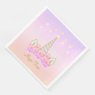 Unicorn Flowers & Stars Napkin