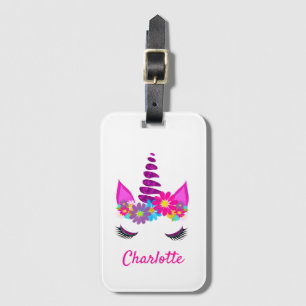 Unicorn Flowery Super Cute Girly Luggage Tag