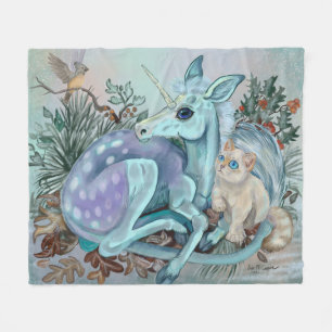 Unicorn Foal Cosy Cuddles Holiday Fleece Blanket