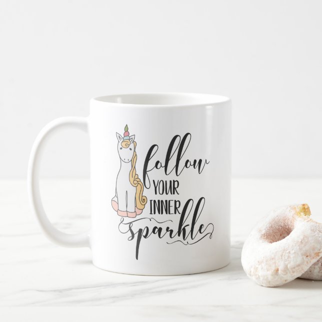 Unicorn Follow Your Inner Sparkle (Colour) Party Coffee Mug (With Donut)
