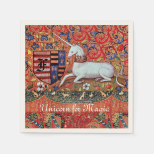 UNICORN FOR MAGIC FlORAL HERALDIC  MONOGRAM Napkin