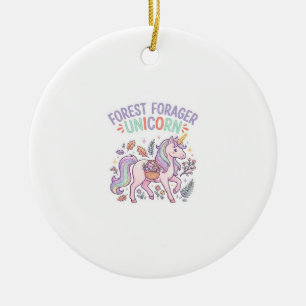 Unicorn Forest Forager Unicorn Graphic Design Whit Ceramic Tree Decoration