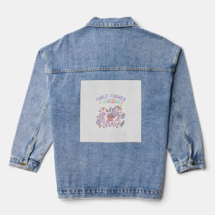 Unicorn Forest Forager Unicorn Graphic Design Whit Denim Jacket