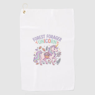 Unicorn Forest Forager Unicorn Graphic Design Whit Golf Towel