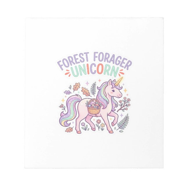 Unicorn Forest Forager Unicorn Graphic Design Whit Notepad (Front)