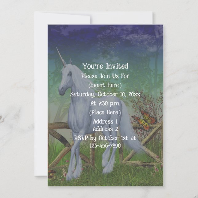 Unicorn Forest Gate Cute Fantasy Party Invitation (Front)