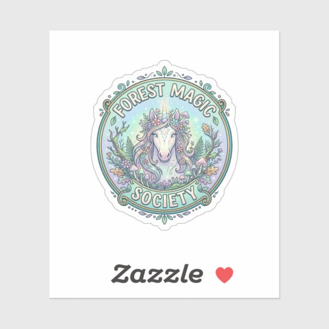 Unicorn Forest Magic Society Graphic Design White  (Sheet)