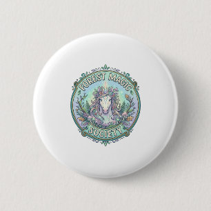 Unicorn Forest Magic Society Graphic Design White 6 Cm Round Badge