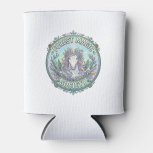 Unicorn Forest Magic Society Graphic Design White  Can Cooler