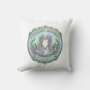 Unicorn Forest Magic Society Graphic Design White  Cushion